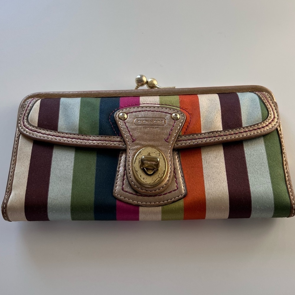 Vintage Coach Legacy Stripe Kisslock Wallet